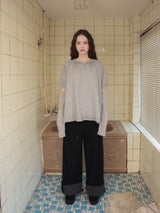 Check folding fleece pants / black