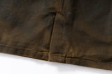 COATED WASHED PEARL SAILING LEOPARD PRINT FLEECE-LINED MICHIGAN JACKET.