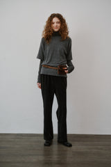 Corduroy boots cut pants (Black)