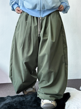 💚5000ソルド🥳❤‍🔥ナイロンバージョン🥳❤‍🔥 ツーピンタックバルーンコットンパンツ💚🖤🩶🤎5COLOR