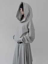 Enri cowl neck hood off-shoulder sweatshirt