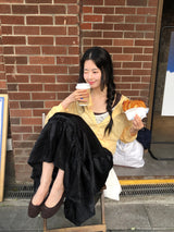 グロッシーミディスカート_black