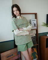 STRIPE LOGO T-SHIRT [BEIGE]