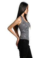 METALIC HALTER RING TOP CHARCOAL