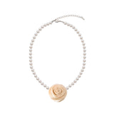 Detachable Rose Pearl Necklace (4colors)