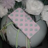 Rose Dot Pink Strawberry Milk Vintage Diary Case Leather Card Wallet Phone Case
