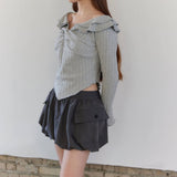 BALLOON POCKET MINI SKIRT PANTS / CHARCOAL