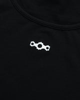 トリクリプスエンブロイダードUネックTシャツ　ブラック