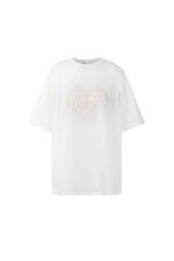 ハートプラントオーバーフィットTシャツ(ピンクグリーン)