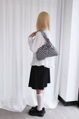 check ribbon shoulder bag