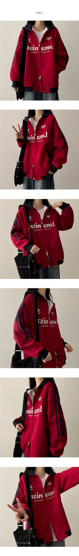 Nice Color Matching Track Line High Neck Zip-Up