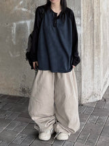 spica raw-edge embroidery pants