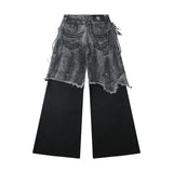 "005 CHAOS DREAM" WAXED GREY LAYER PANTS