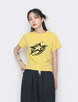 Star cropped short-sleeved T-shirt