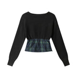 Mori Check Blended Knit Top 233426808
