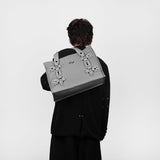 HIERARCHY STUDIOS ENE - Grey Metal Plate Stud Tote Bag