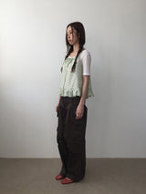 Floral ribbon sleeveless top (2color)