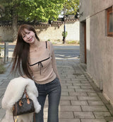 glaze ribbon button rib top set