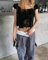 Lace puff top