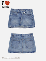 All-match best denim mini skirt