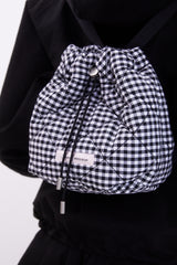 Gingham check string mini backpack (BLACK)