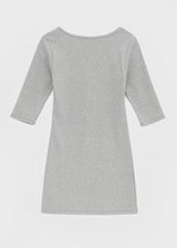 [B-BASIC] Tension Standard Henley Neck 3/4 Sleeve Mini Dress (2 SIZE)