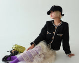 カラーブロックド チェーン ツイード ジャケット