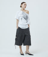 PIGMENT GROOVY ONE SHOULDER TEE_CHARCOAL