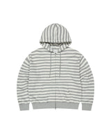 STRIPE BASIC LOGO ZIP-UP HOODIE_GREY