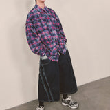 smoke wash check shirt_purple