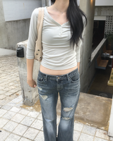 Lowrise grey washing boots cut pants