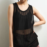 SEE-THROUGH CRAFT KNIT SLEEVELESS BLACK