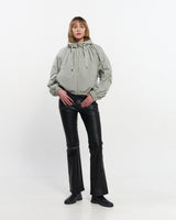 Neck Shirring Hooded Windbreaker _ GREY