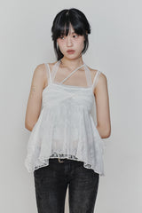 ローズシャーリングトップス white