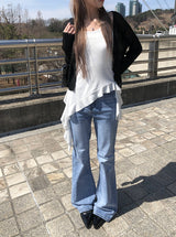 Myou Vネックシースルーボタンカーディガン