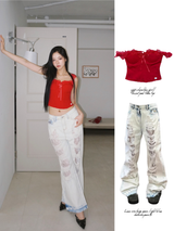 off-shoulder frill corset pad tube top