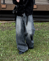 Phil Cat-Washing Crack Wide Denim