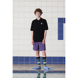 BUTTON FLOWER PK POLO SHIRT / BLACK