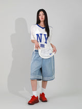 NY FLAG V-NECK KNIT IVORY