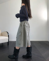 Roach Pigment Deep Dyeing Cargo Bermuda Shorts