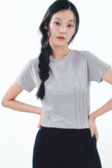 Heart Logo Shirring Detail Top Gray
