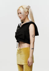 RIBBON SAILOR VEST (BLACK)