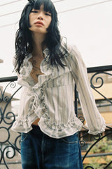 FRILL STRIPE SHIRT 