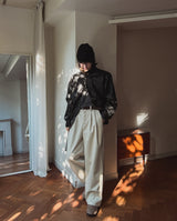 Luden wide pin tuck wool slacks