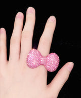 pink ribbon cubic ring