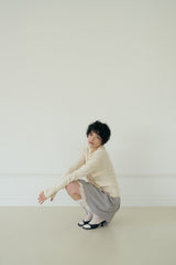 BOW MINI DOT LACE SKIRT (GREY)
