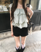 Eyelet belted shorts