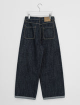 Muki Line Cut Raw Denim Wide Pants