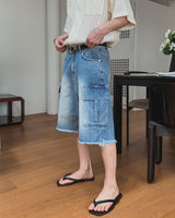 Frey Cutoff Cargo Denim Shorts