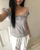 Swen Check Halter Blouse